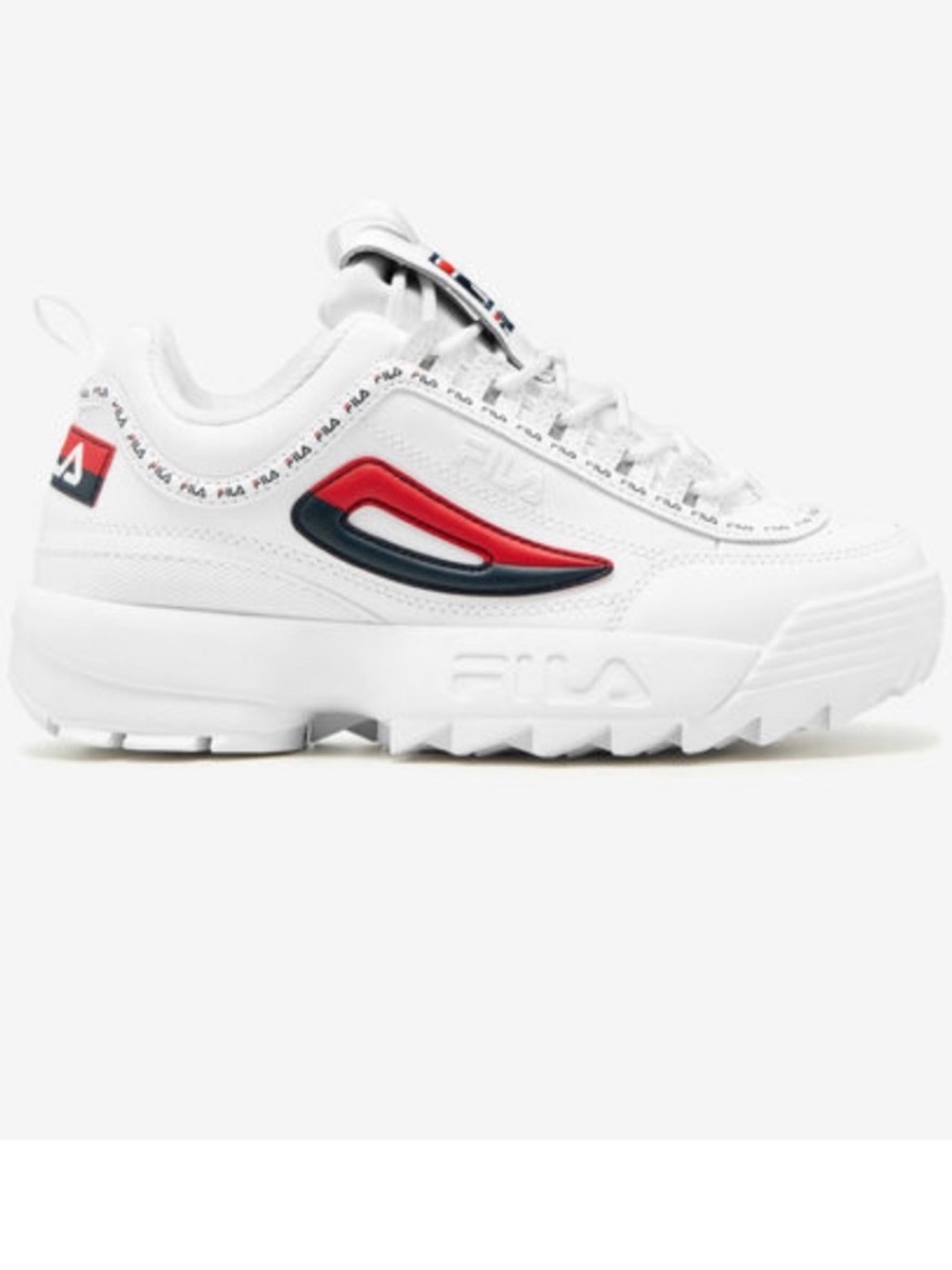Fila Disruptor 2 Premium repeat white leather platform sneakers Women’s size 8